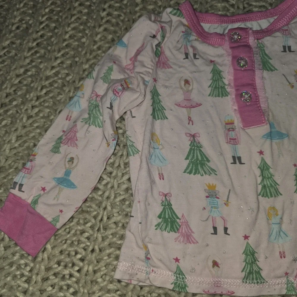 Mud Pie Kids Christmas Pajamas Pink Nutcracker Print Viscose Bamboo Set 12-18M